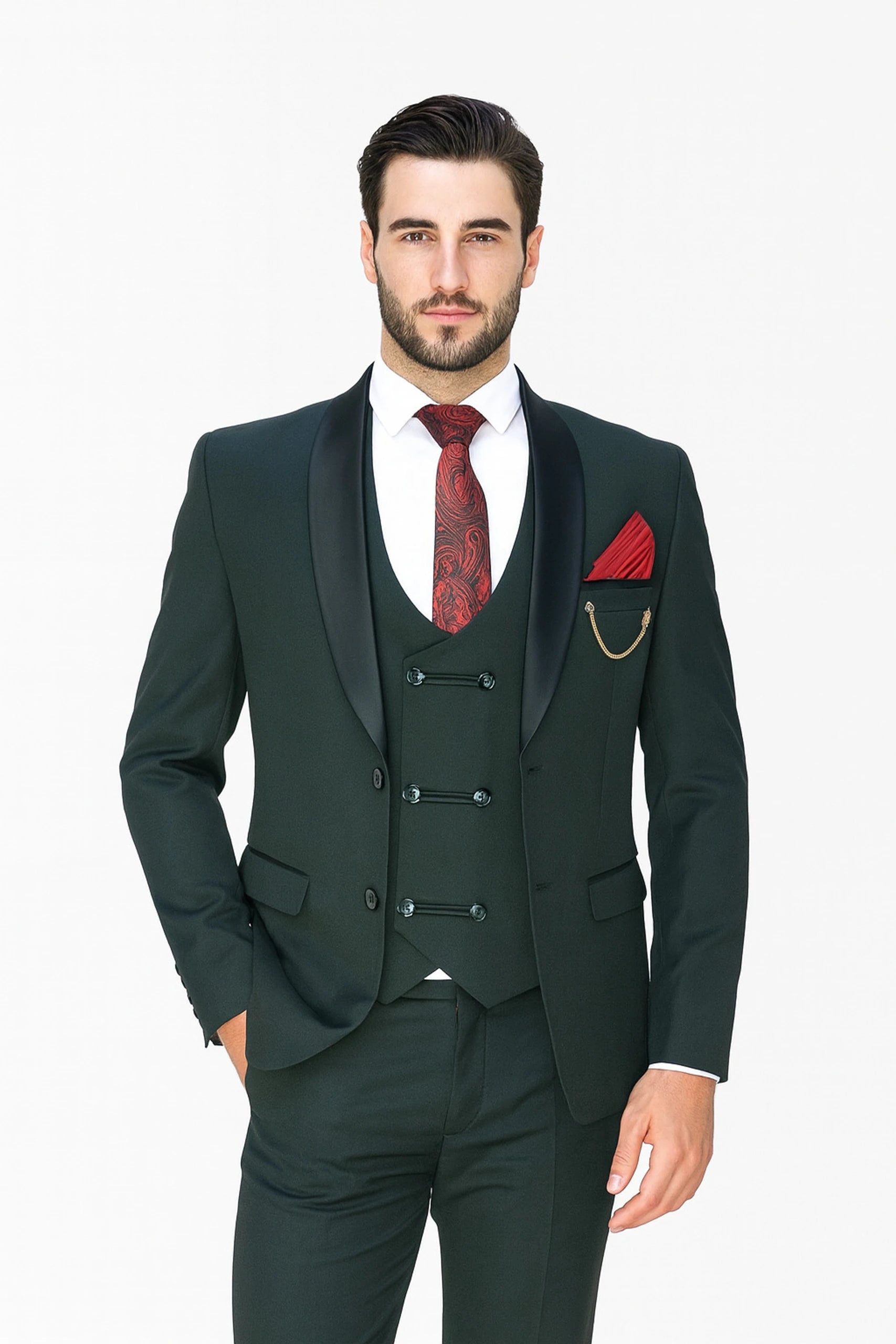 Premium Dark Green 3-Piece Slim Fit Suit for Men | Wedding, Reception & Formal Wear