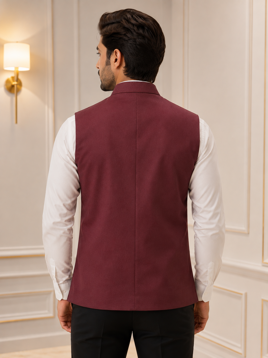 Premium Maroon Nehru Jacket for Men | Slim Fit Wedding, Party & Festive Ethnic Waistcoat