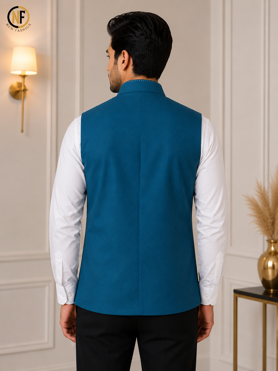 Premium Men's Teal Slim Fit Nehru Jacket | Cotton Blend Modi Waistcoat | Mandarin Collar Ethnic Jacket for Wedding, Festive & Party Wear
