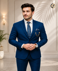 Premium Solid Tuxedo Blazer for Men | Blue Slim Fit Wedding, Party & Formal Wear