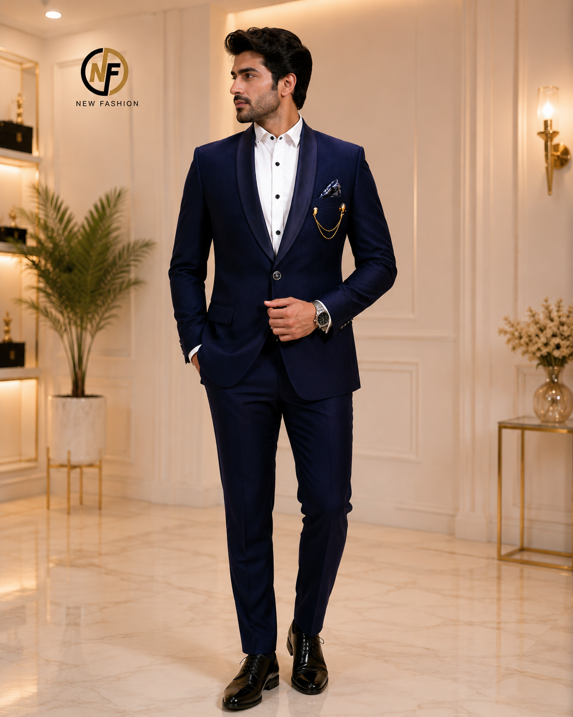 Premium Navy Blue 3-Piece Slim Fit Suit for Men | Wedding, Reception & Formal Wear