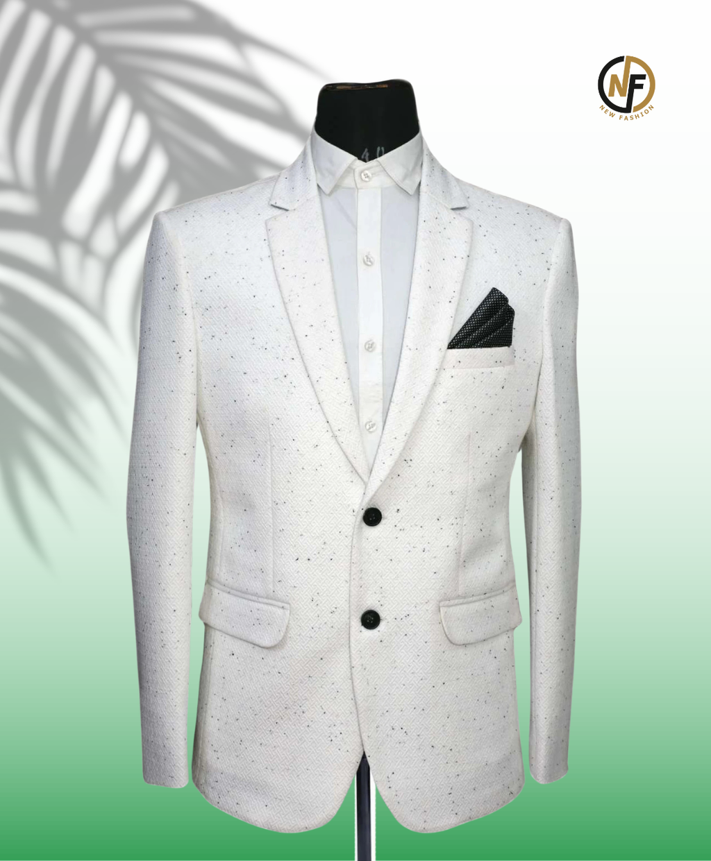 Premium Woven Self Design Single-Breasted Blazer for Men | White Formal, Party & Wedding Wear