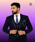 Premium 3-Piece Slim Fit Suit for Men | Navy Blue Formal, Wedding & Party Wear