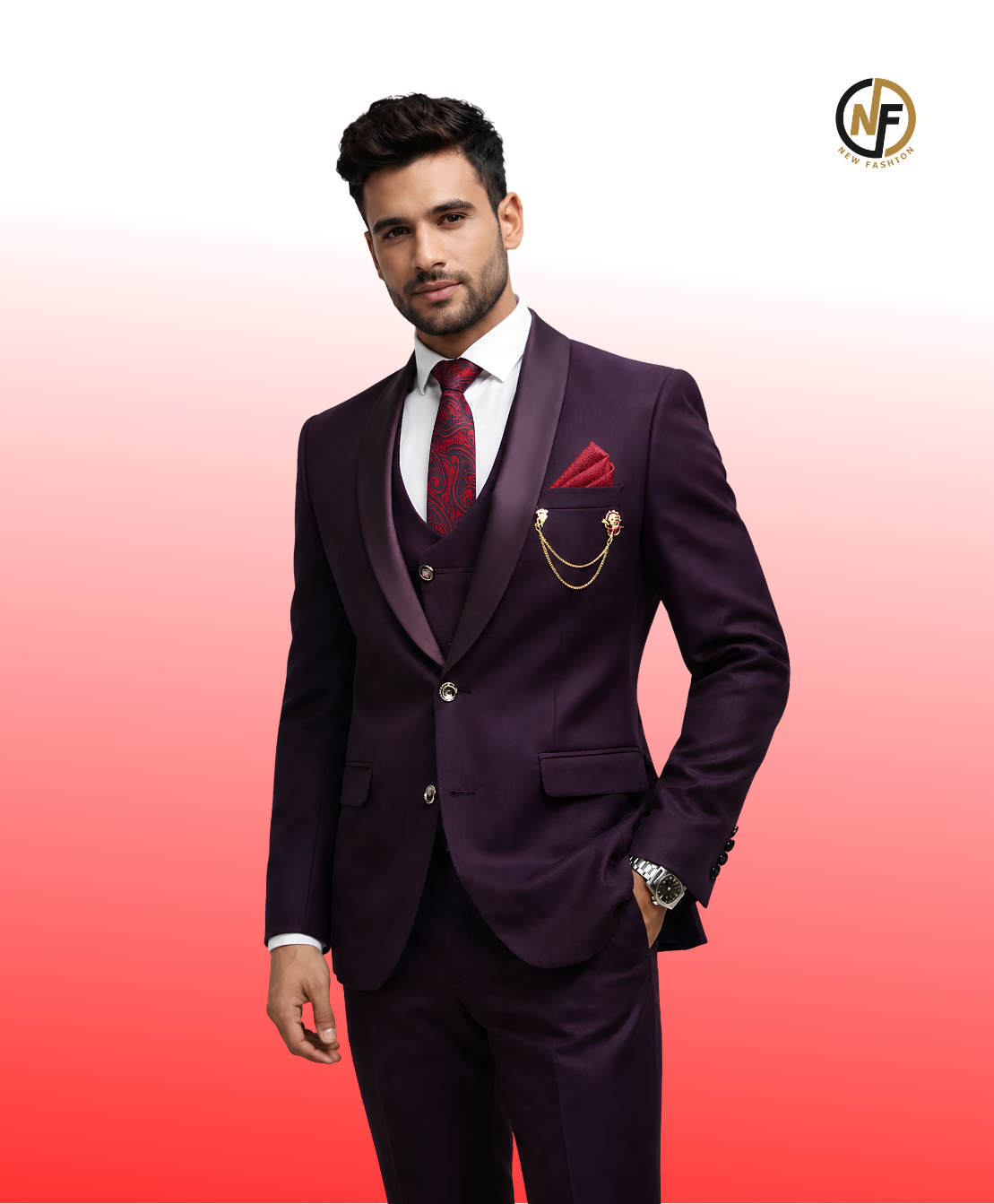 Premium 3-Piece Slim Fit Suit for Men | Maroon Wedding, Party & Formal Wear