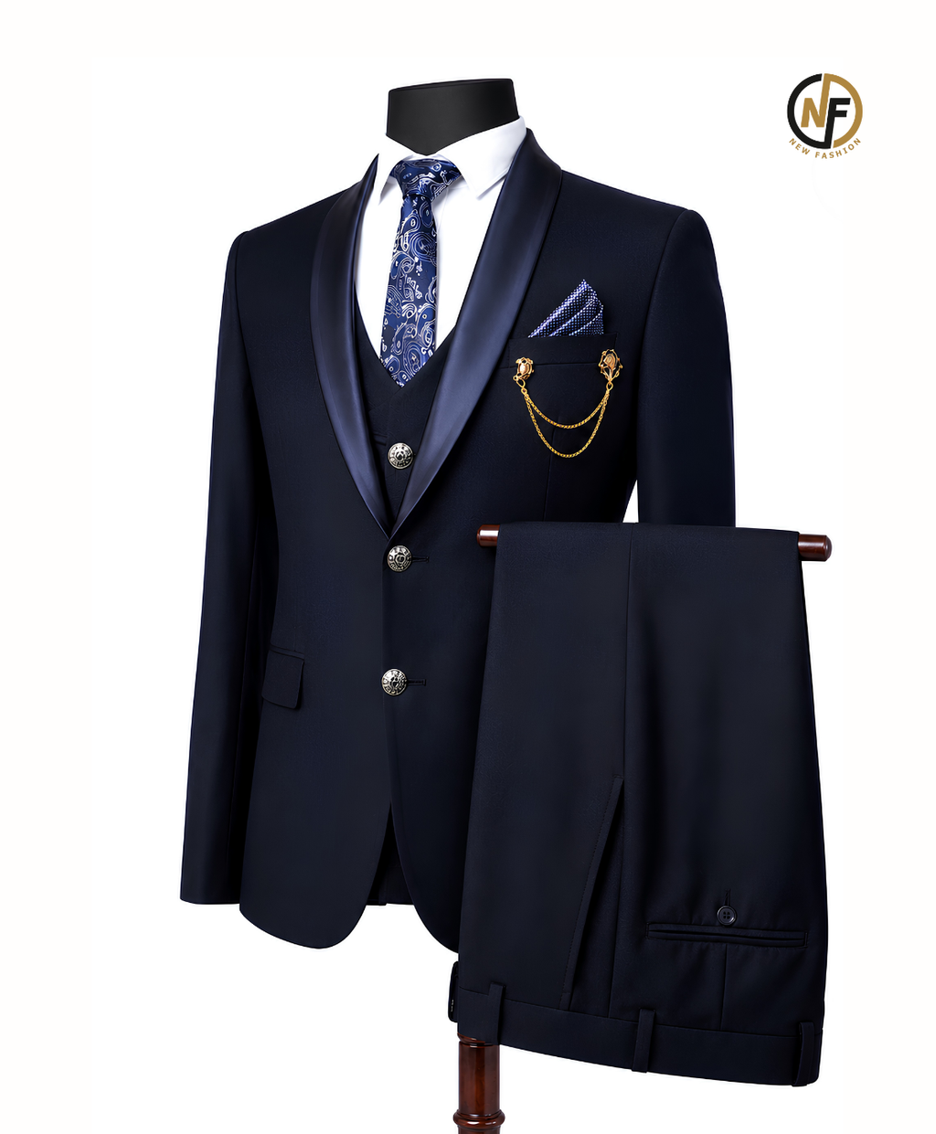 Premium 3-Piece Slim Fit Suit for Men | Navy Blue Formal, Wedding & Party Wear