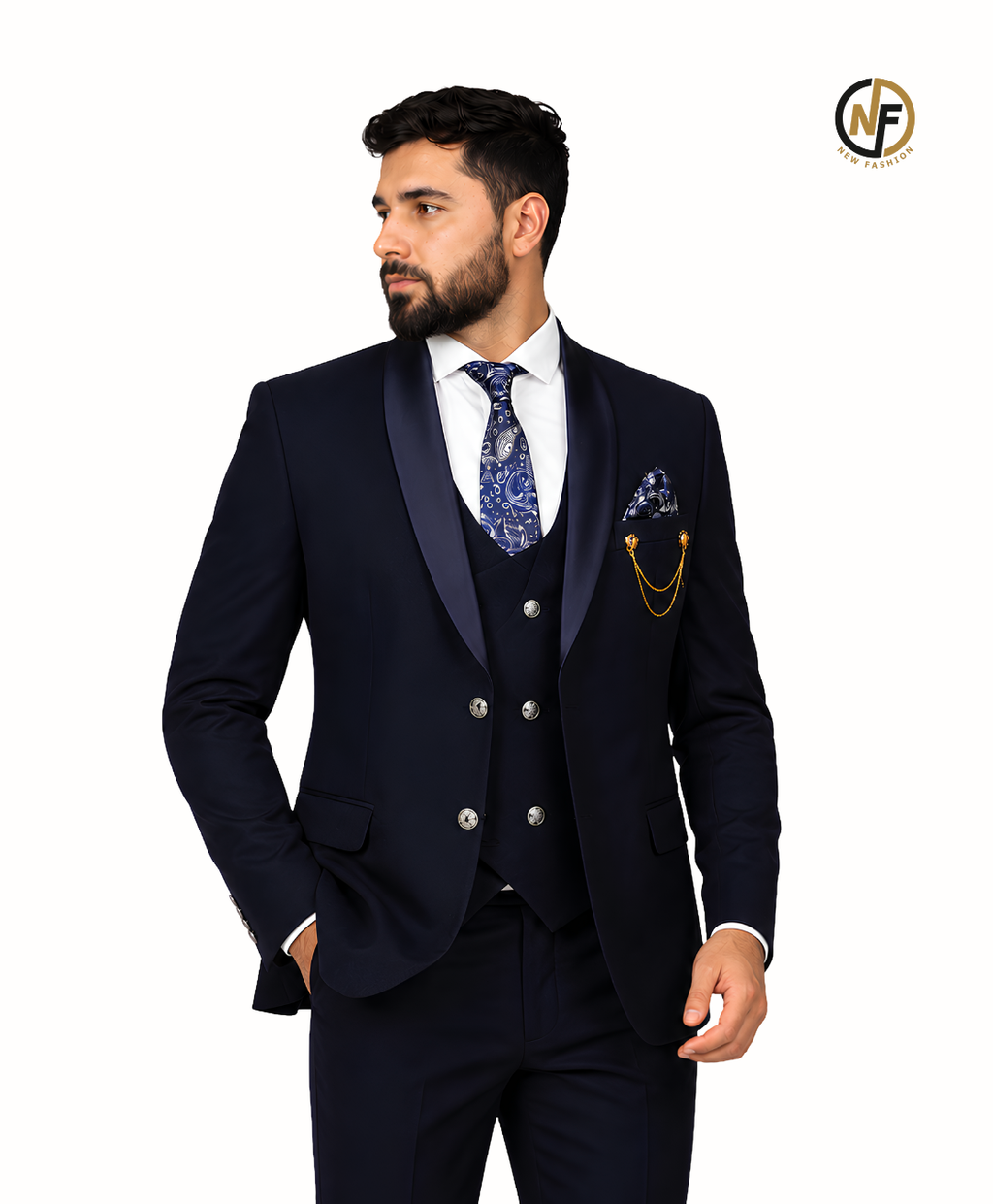 Premium 3-Piece Slim Fit Suit for Men | Navy Blue Formal, Wedding & Party Wear