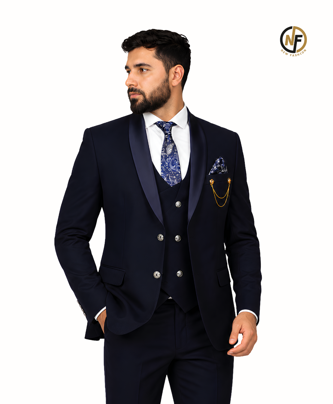 Premium 3-Piece Slim Fit Suit for Men | Navy Blue Formal, Wedding & Party Wear