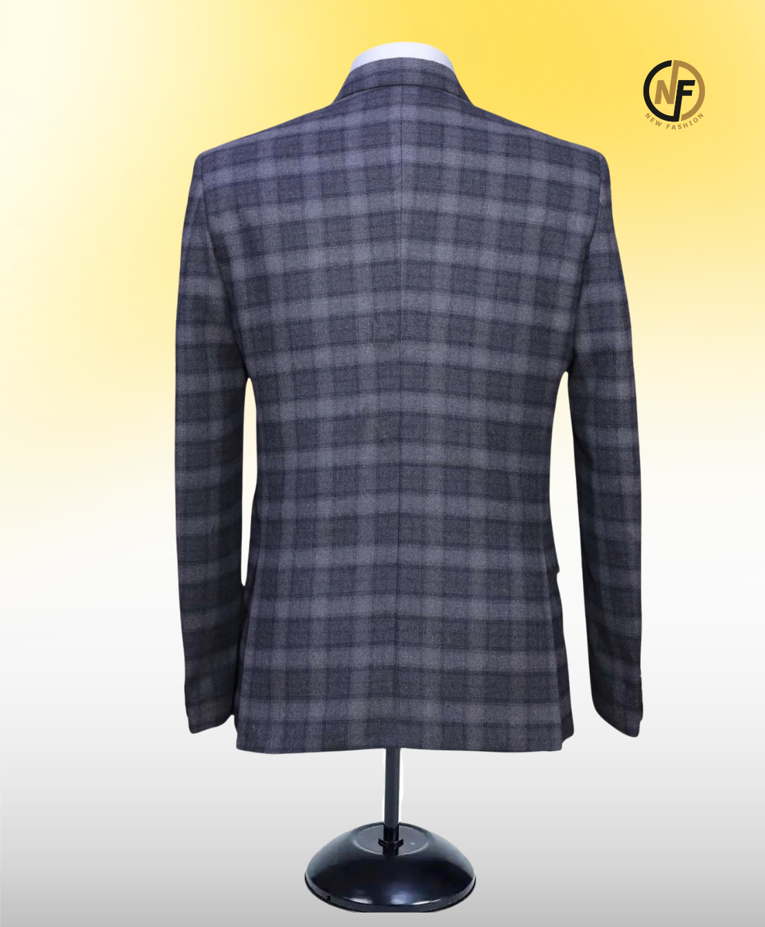 Premium Checkered Single-Breasted Blazer for Men | Grey Tweed Wedding, Party & Formal Wear